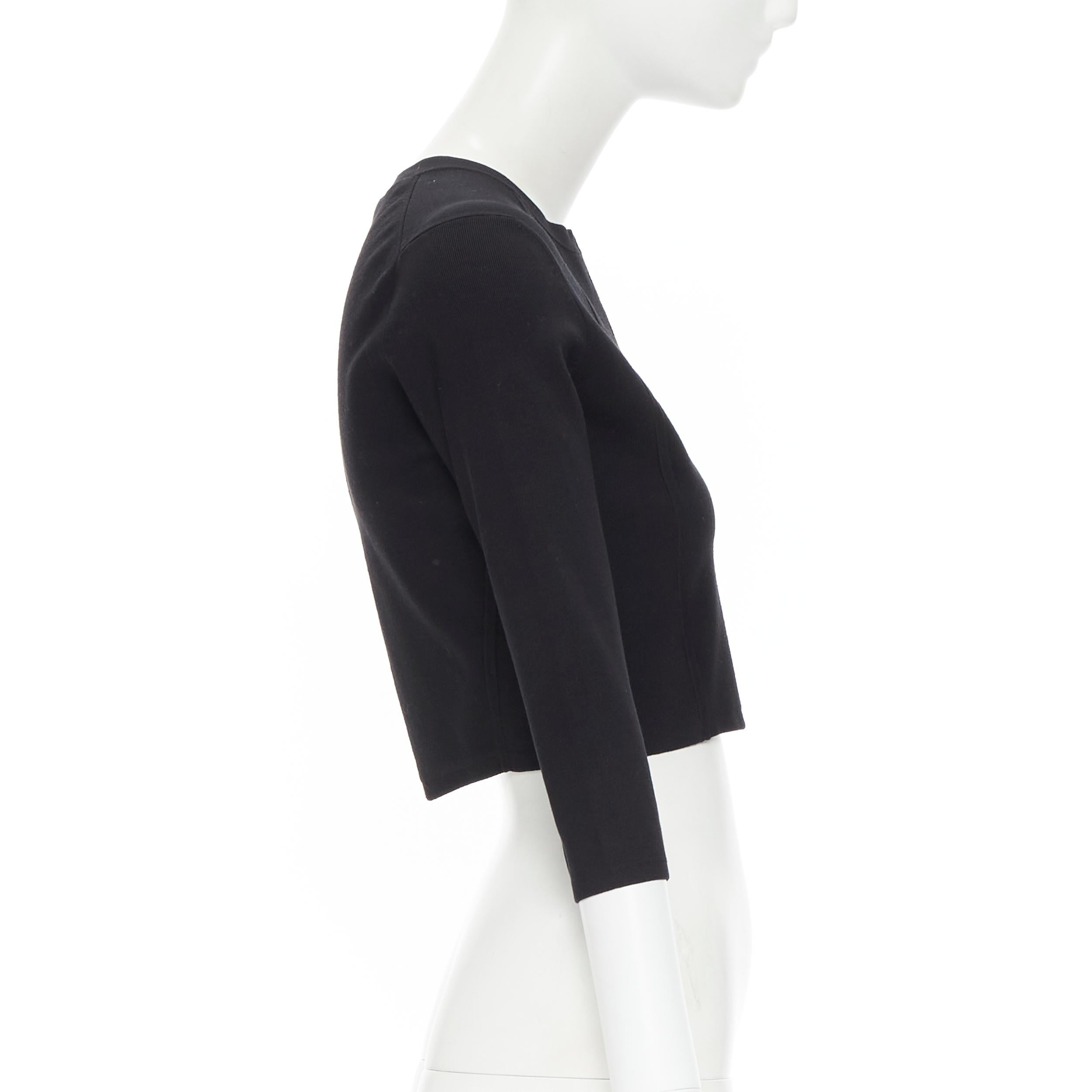 NARCISO RODRIGUEZ black silk wool knit zip front cropped sweater  IT40 XS In Excellent Condition In Hong Kong, NT