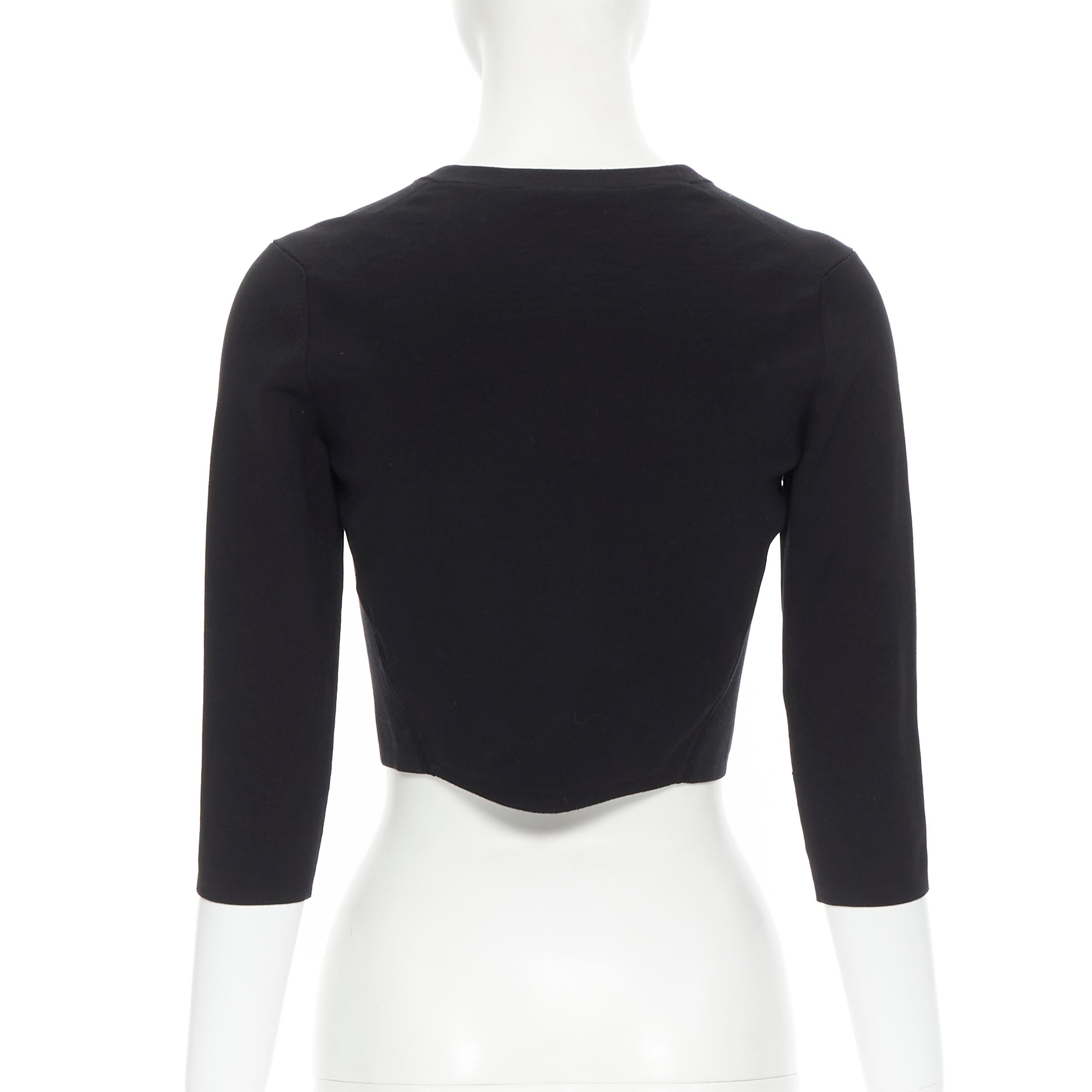 Women's NARCISO RODRIGUEZ black silk wool knit zip front cropped sweater  IT40 XS