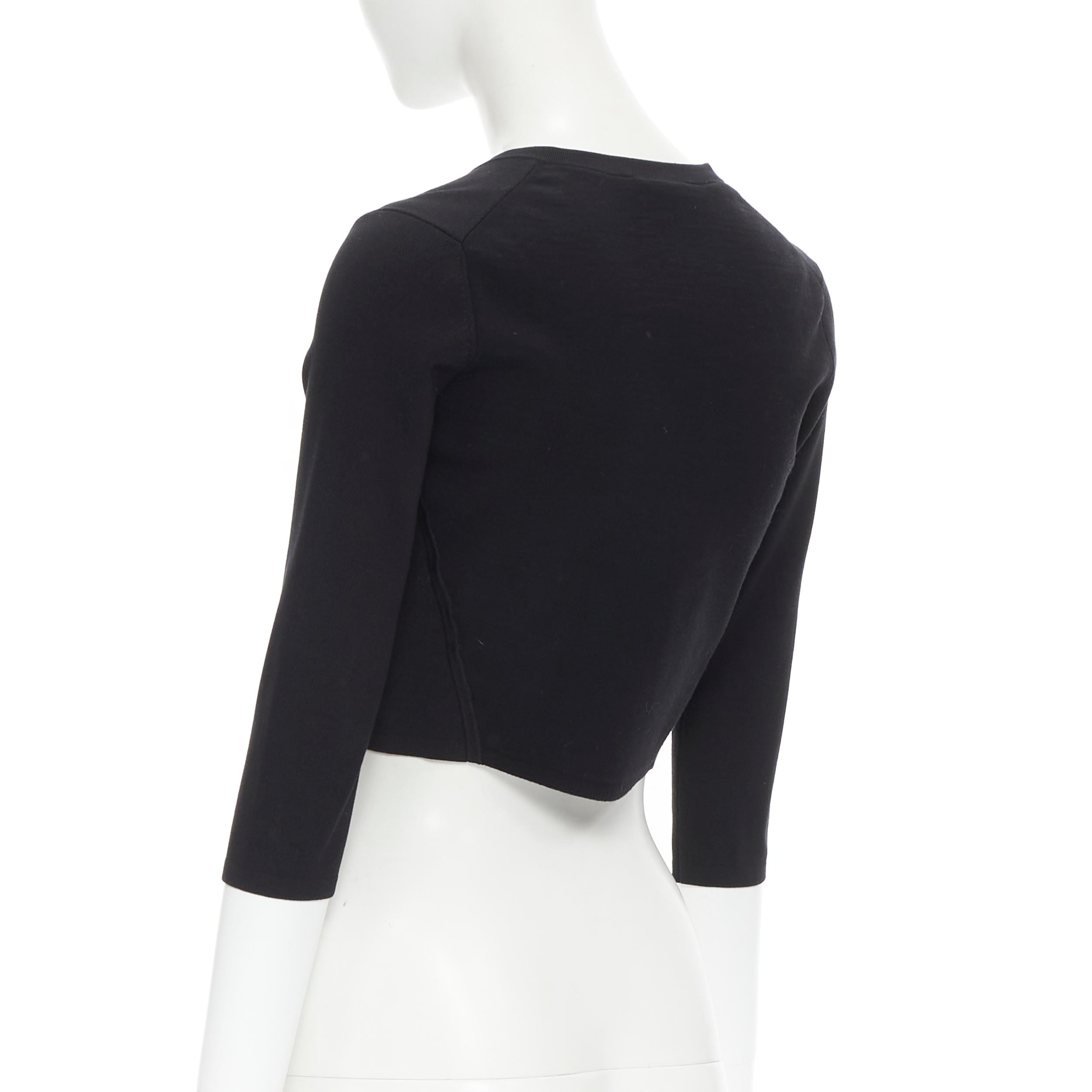 NARCISO RODRIGUEZ black silk wool knit zip front cropped sweater  IT40 XS 1