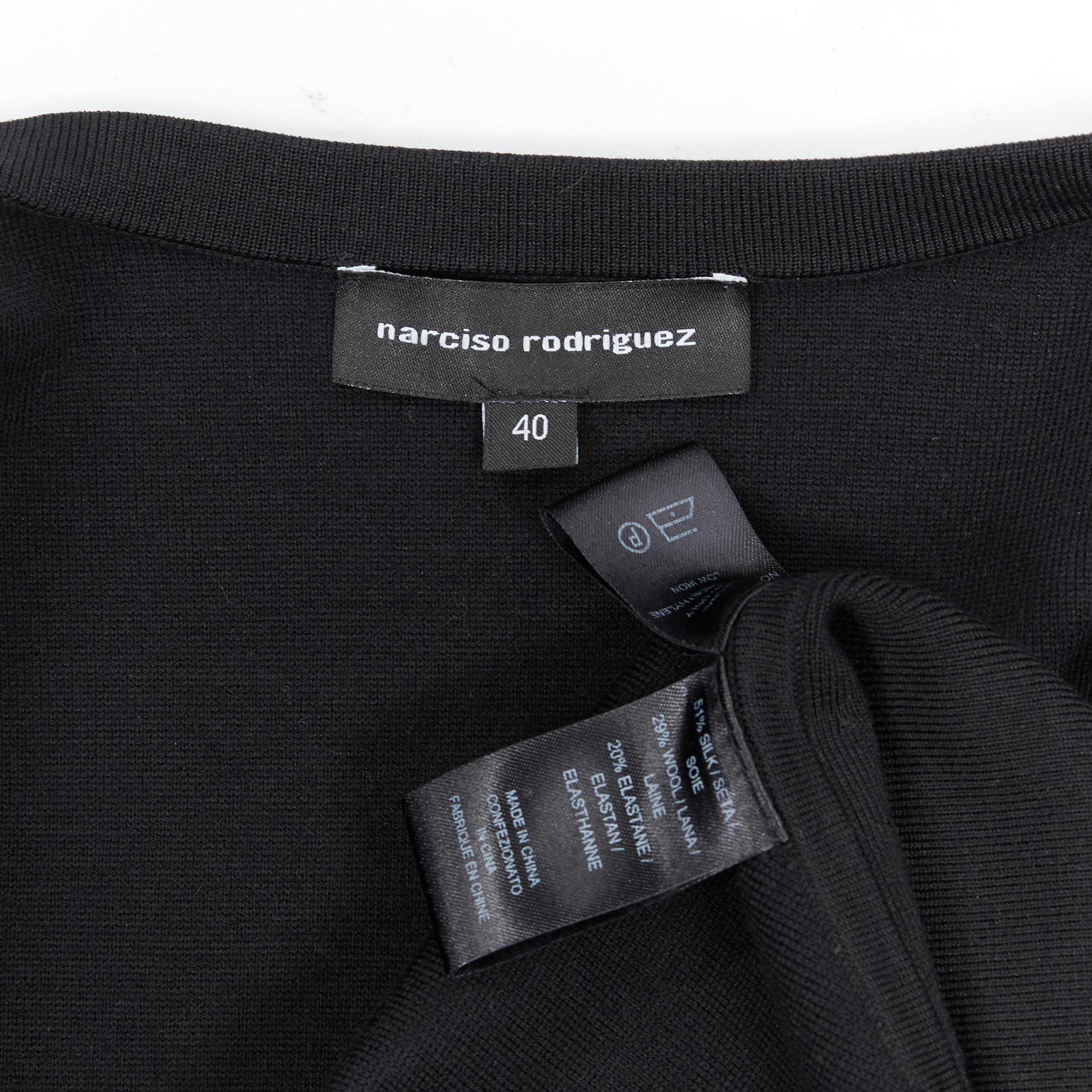 NARCISO RODRIGUEZ black silk wool knit zip front cropped sweater  IT40 XS 3