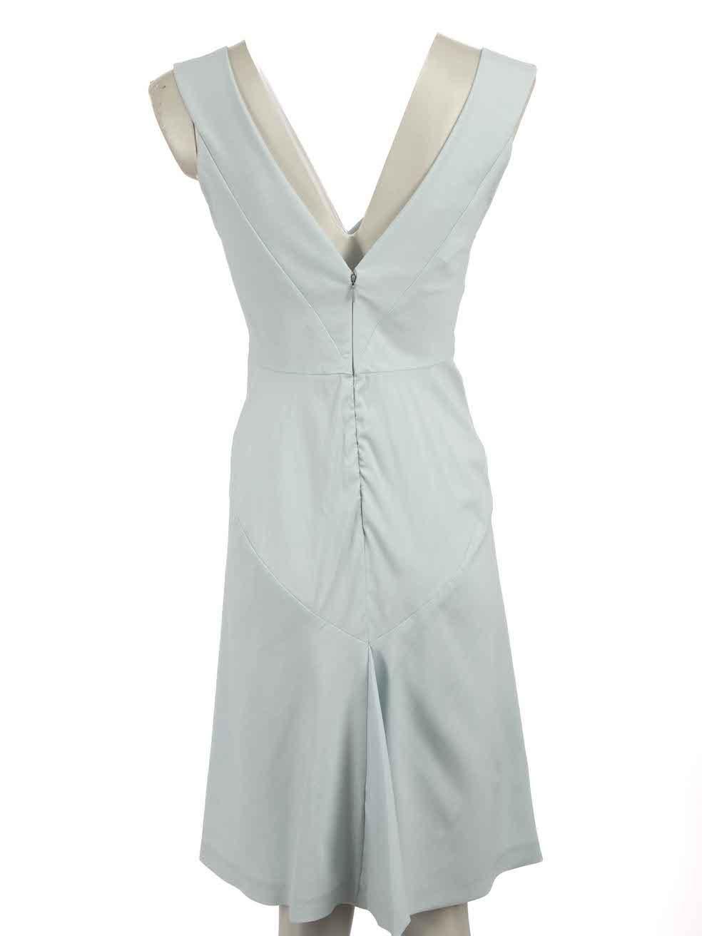 Narciso Rodriguez Blue V-Neck Sleeveless Dress Size S In Excellent Condition For Sale In London, GB
