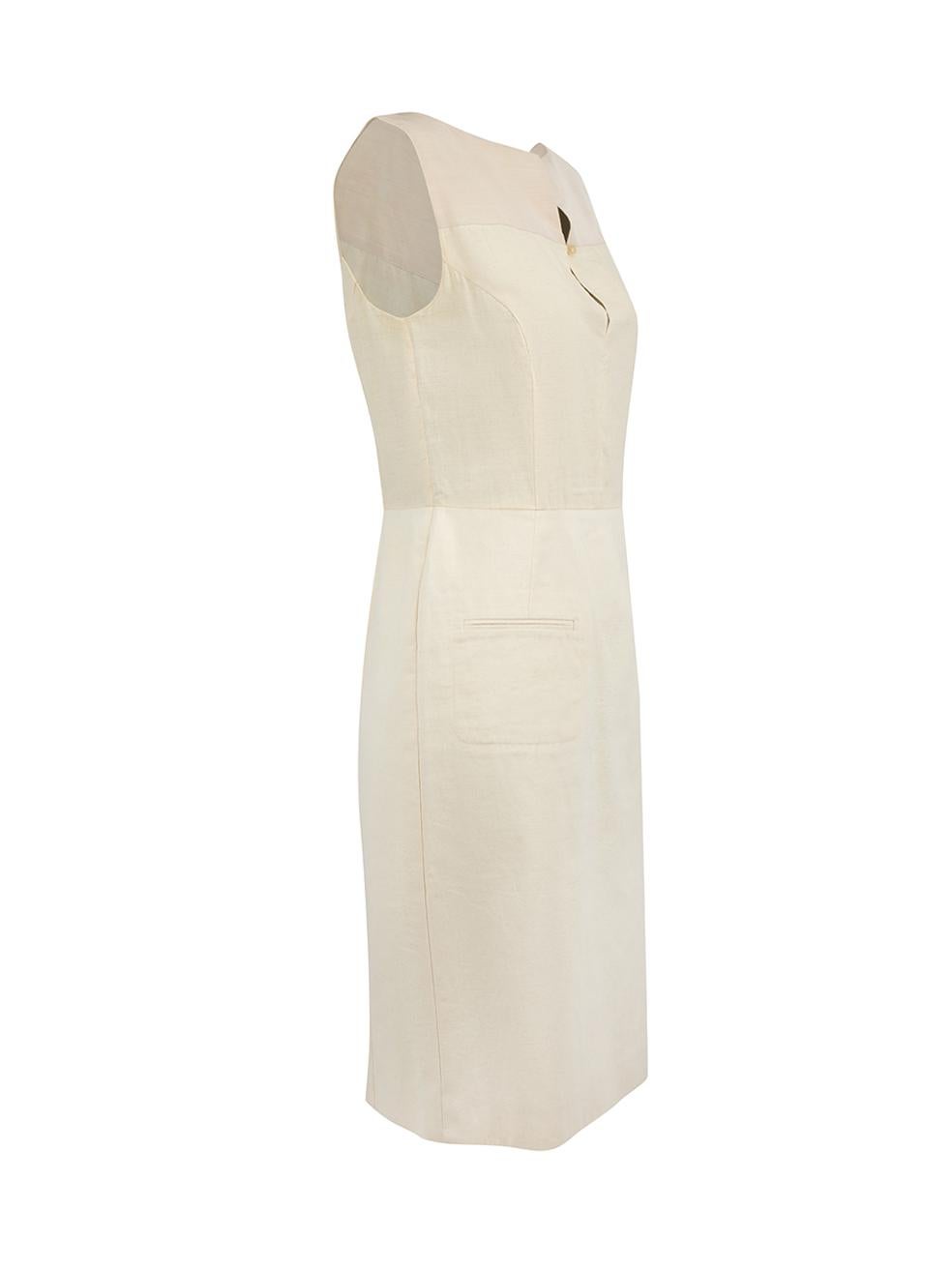 CONDITION is Very good. Minimal wear to dress is evident. Minimal wear to the front neckline with two small marks on this used Narciso Rodriguez designer resale item.

Details
Ecru
Cotton
Dress
Sleeveless
Front button keyhole detail
Panelled
Midi
2x