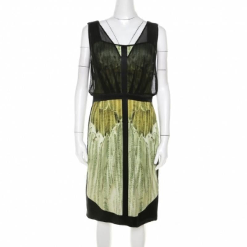 Narciso Rodriguez - Vestito senza maniche in raso verde e rete nera - M In condizioni buone in vendita a Dubai, Al Qouz 2