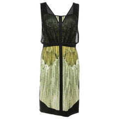 Narciso Rodriguez - Vestito senza maniche in raso verde e rete nera - M