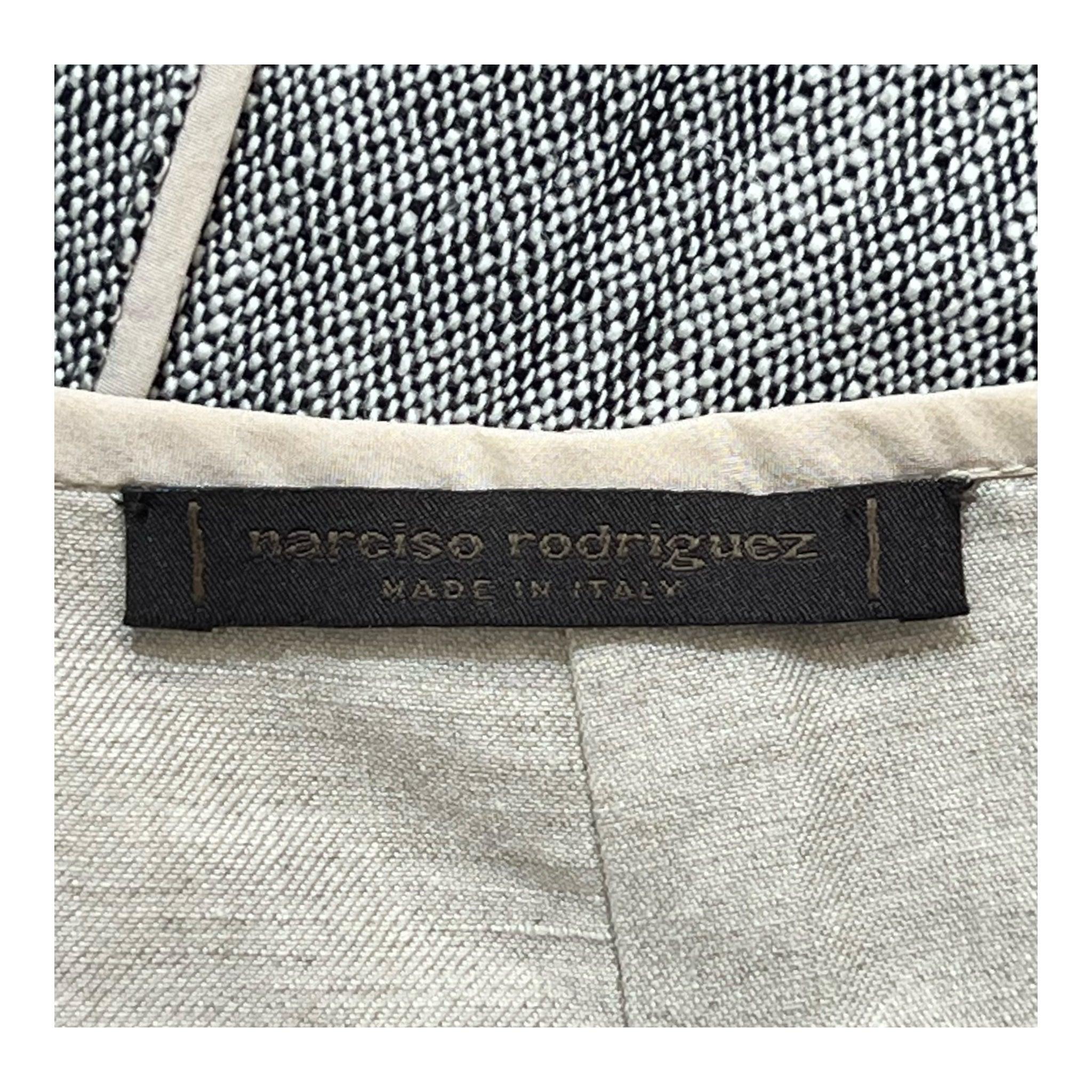Narciso Rodriguez Linen Grey and Ivory Panel Dress, 2000s In New Condition For Sale In Los Angeles, CA