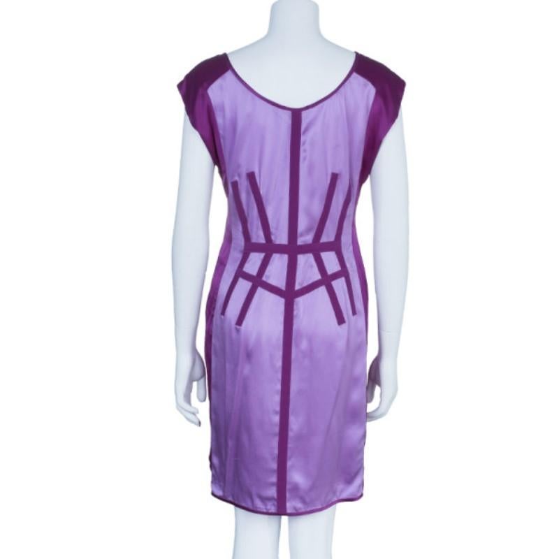Narciso Rodriguez Purple Satin Panel Shift Dress M (Violett)