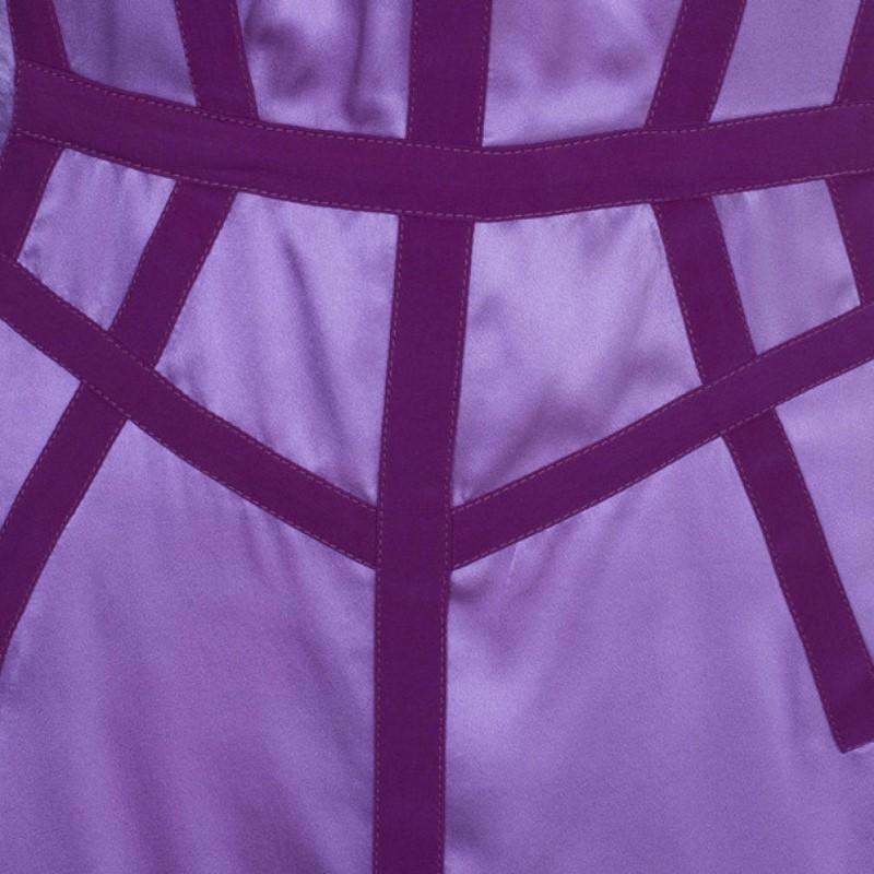 Narciso Rodriguez Purple Satin Panel Shift Dress M 2