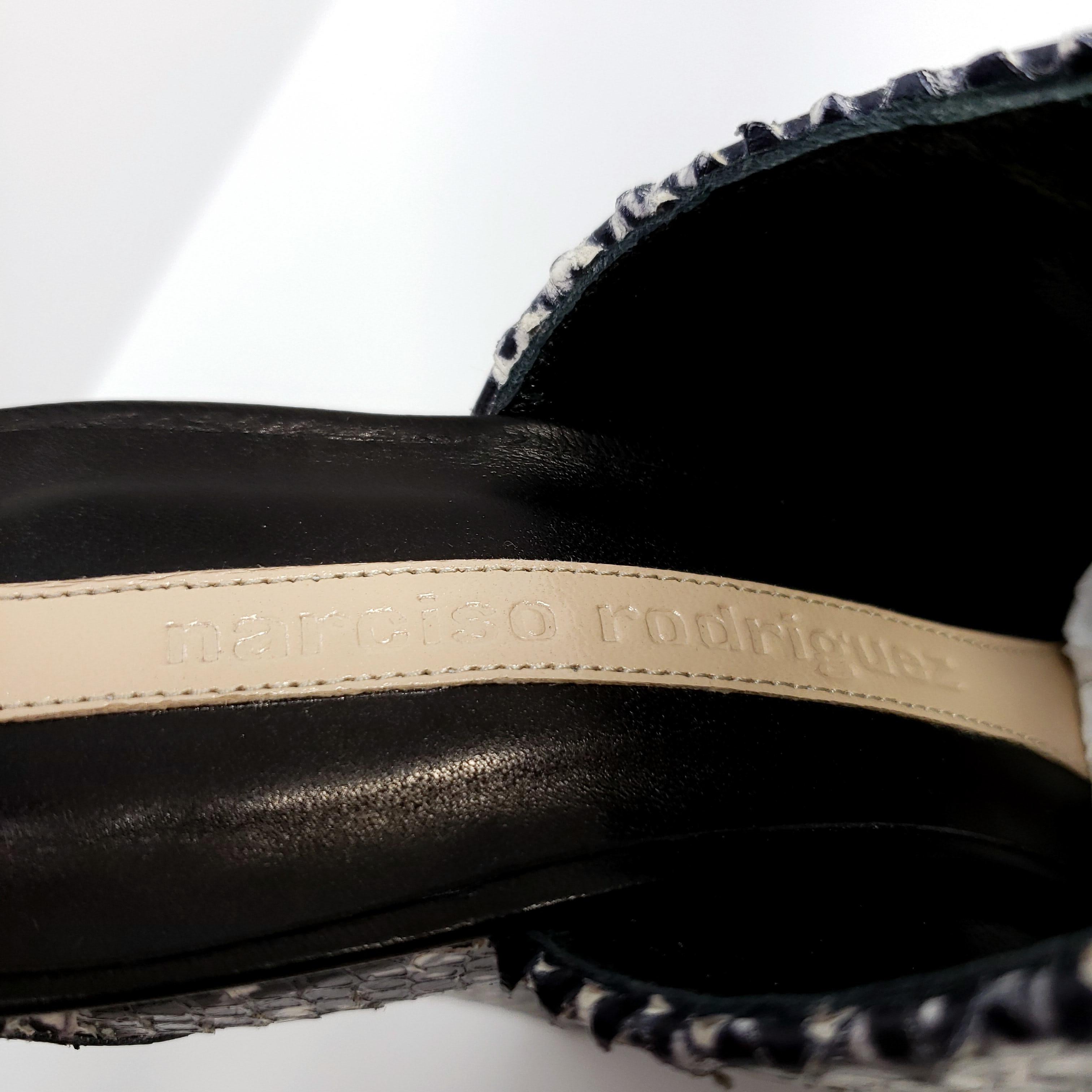 Black Narciso Rodriguez Python Skin Platform Wedge Sandals, Women's Size US 7.5 For Sale