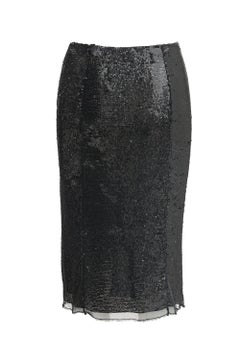 NARCISO RODRIGUEZ Gonna midi di paillettes nere per la passerella A/I 2000