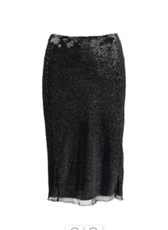 NARCISO RODRIGUEZ Laufsteg F/W 2000 Schwarzer Midirock aus Pailletten