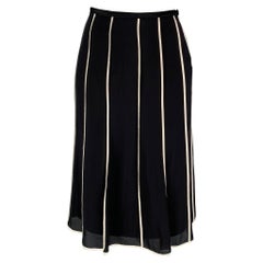 NARCISO RODRIGUEZ Gonna a righe in seta bianca e nera taglia 4