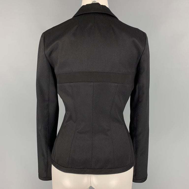 NARCISO RODRIGUEZ Size 6 Black Textured Virgin Wool / Silk Jacket For ...