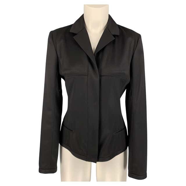 NARCISO RODRIGUEZ Size 6 Black Textured Virgin Wool / Silk Jacket For ...