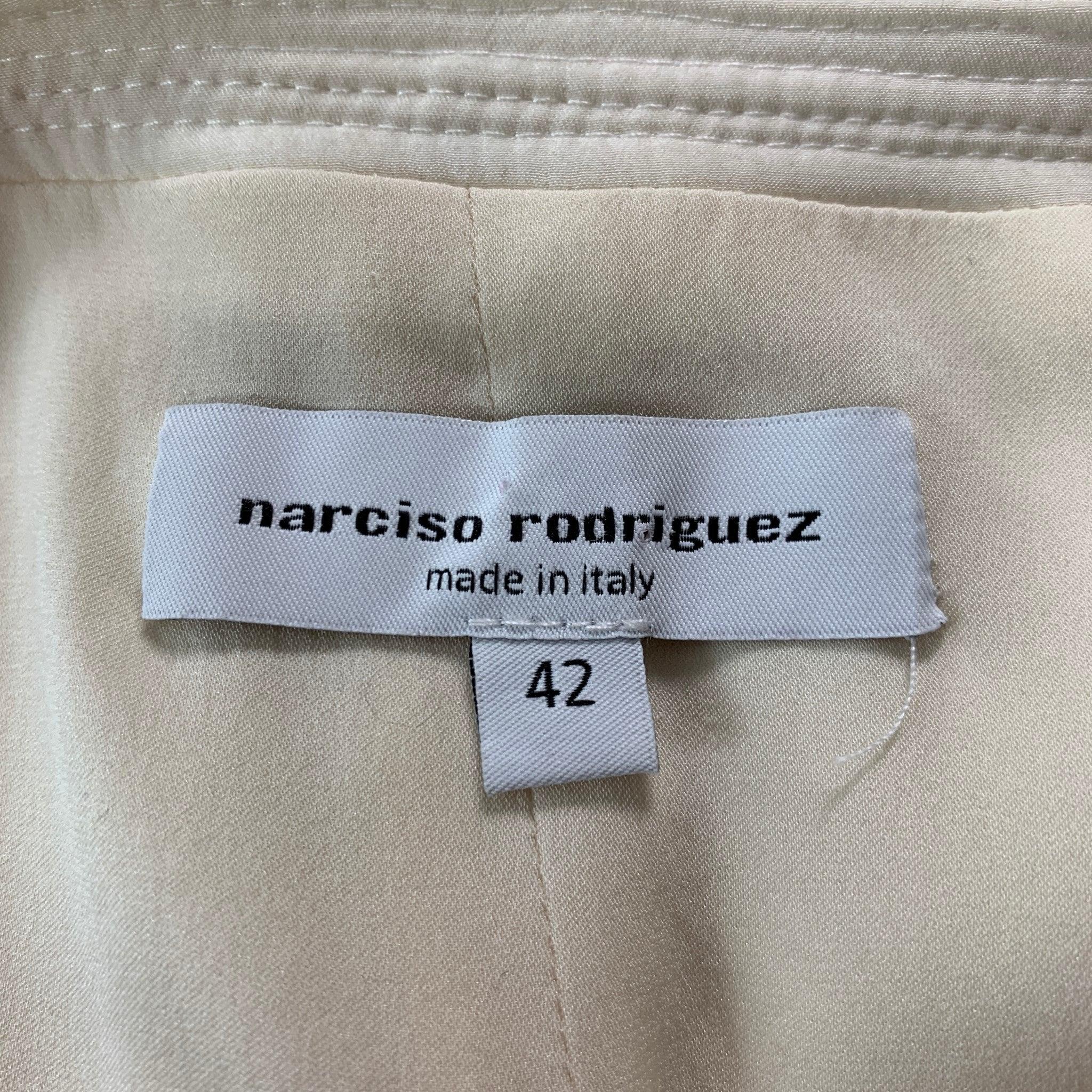 NARCISO RODRIGUEZ Taille 6 - Jupe longue trapèze en laine de viscose crème Excellent état - En vente à San Francisco, CA
