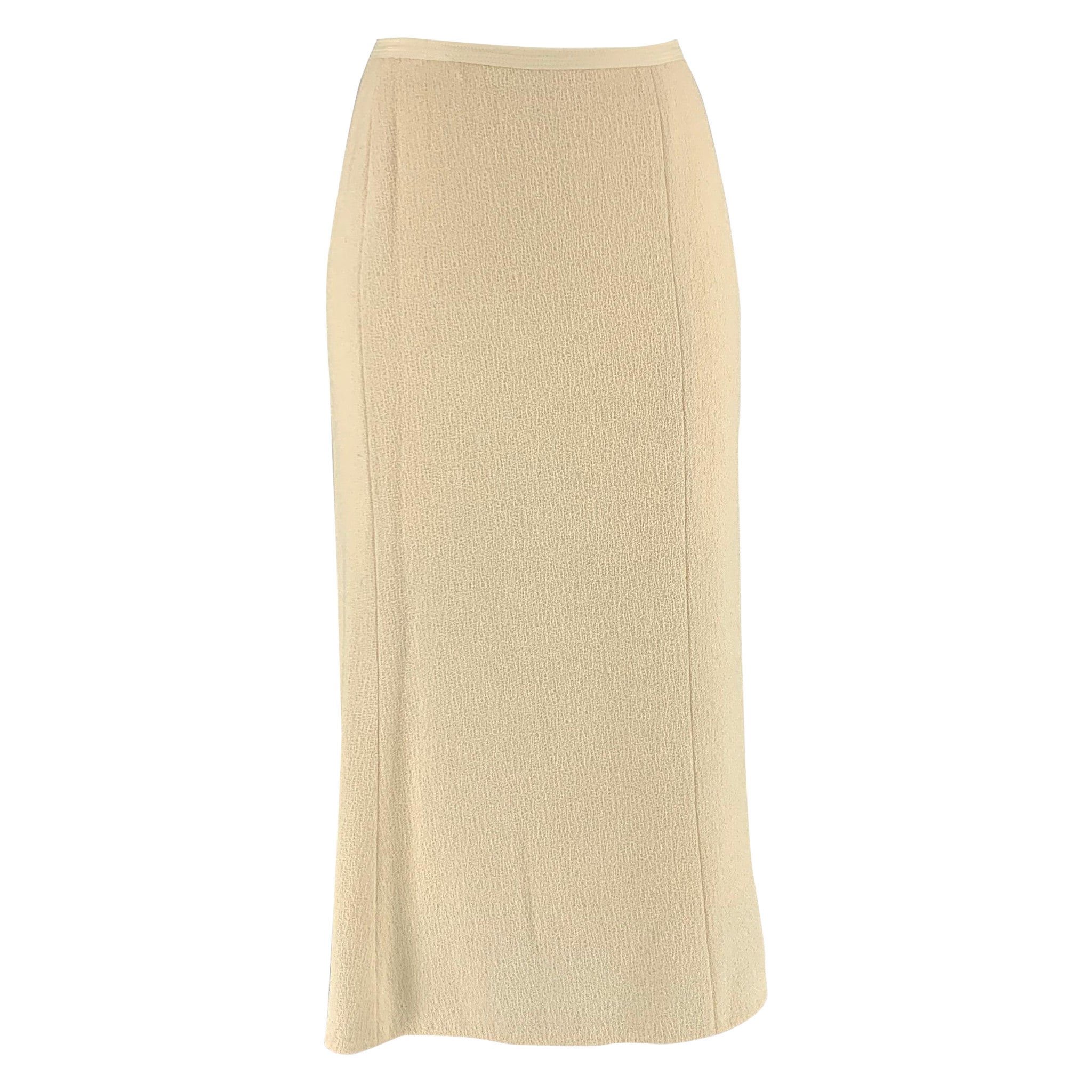 NARCISO RODRIGUEZ Größe 6 Cremefarbener langer A-Linien-Rock aus Viskosewolle in A-Linie
