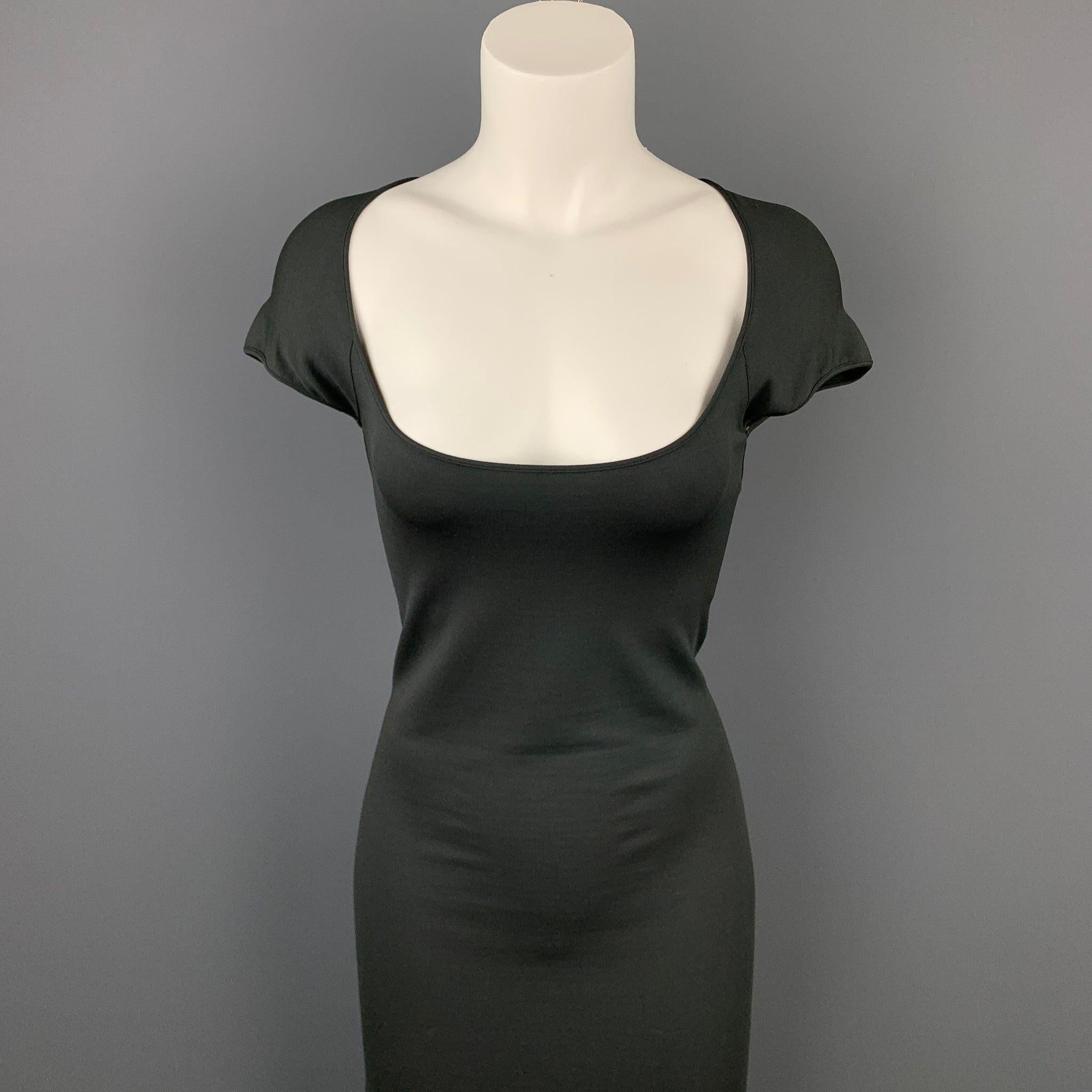 NARCISO RODRIGUEZ dress comes in a grey jersey rayon blend featuring an a-line style, 
short sleeves, and a scoop neck. Made in Italy.Very Good
Pre-Owned Condition. 

Marked:   I 42 / D 38 / F 38 / GB 10 / USA 8 

Measurements: 
 
Shoulder: 17