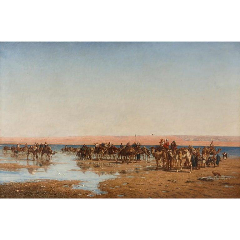 Large Orientalist painting of an Egyptian voyage by Berchère - Painting by Narcisse Berchere