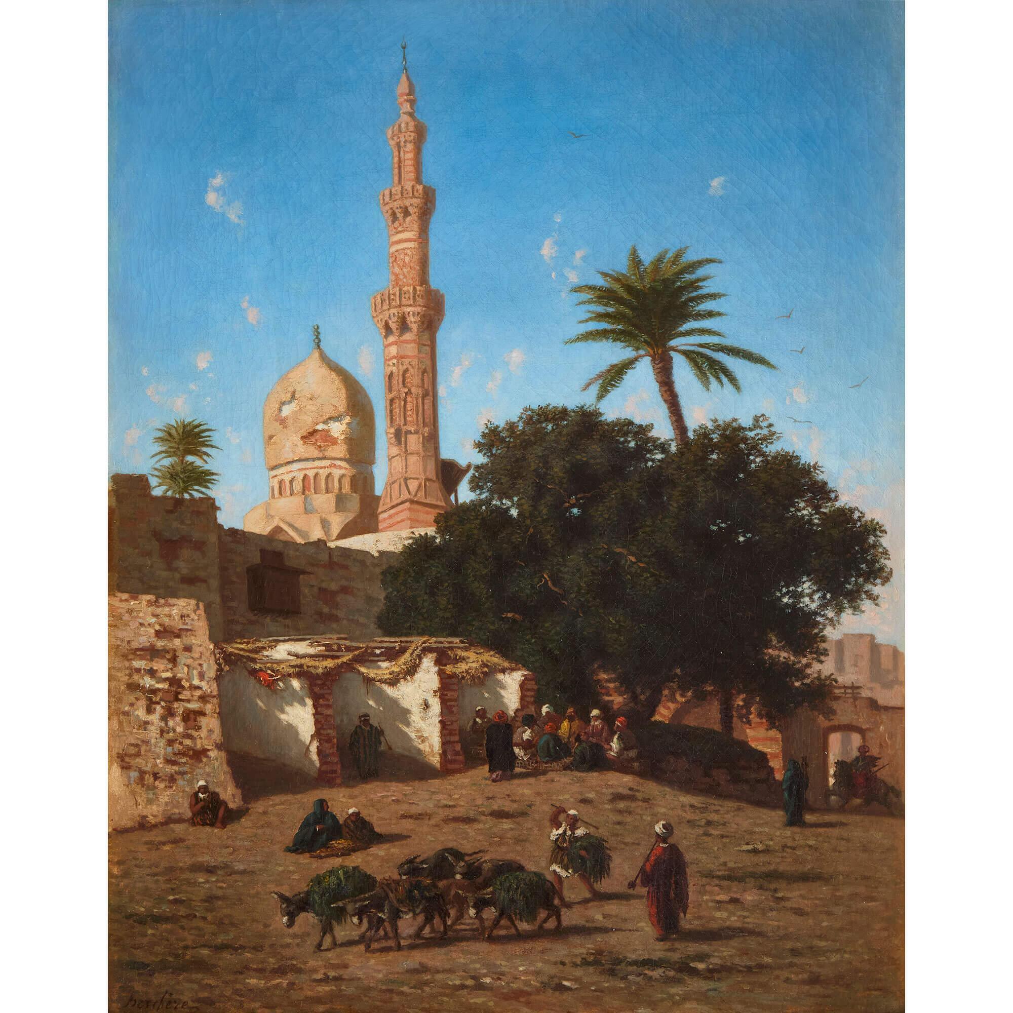 Orientalisches Ölgemälde einer Moschee in Kairo von Berchère – Painting von Narcisse Berchere