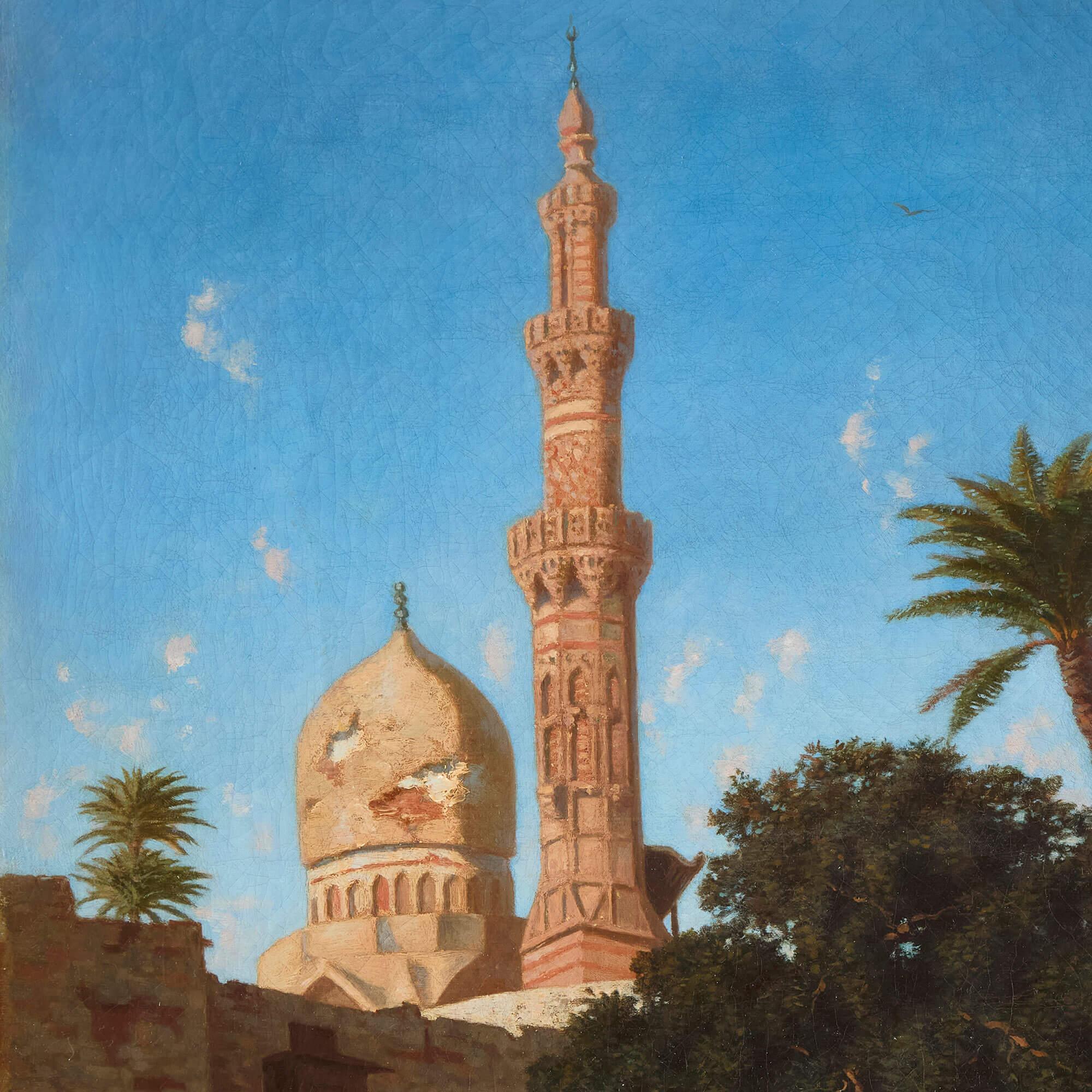 Orientalisches Ölgemälde einer Moschee in Kairo von Berchère (Braun), Landscape Painting, von Narcisse Berchere