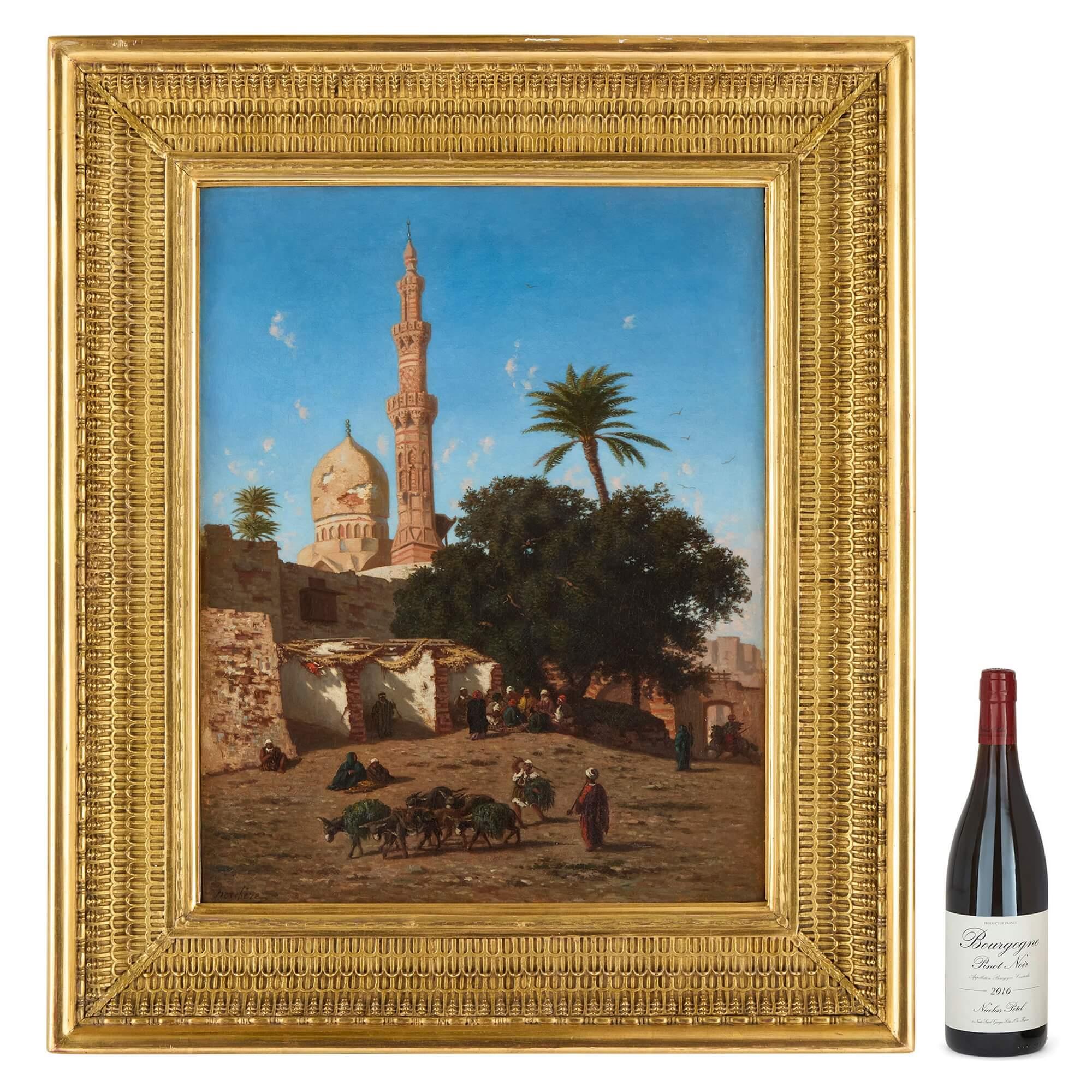 Orientalisches Ölgemälde einer Moschee in Kairo von Berchère im Angebot 2