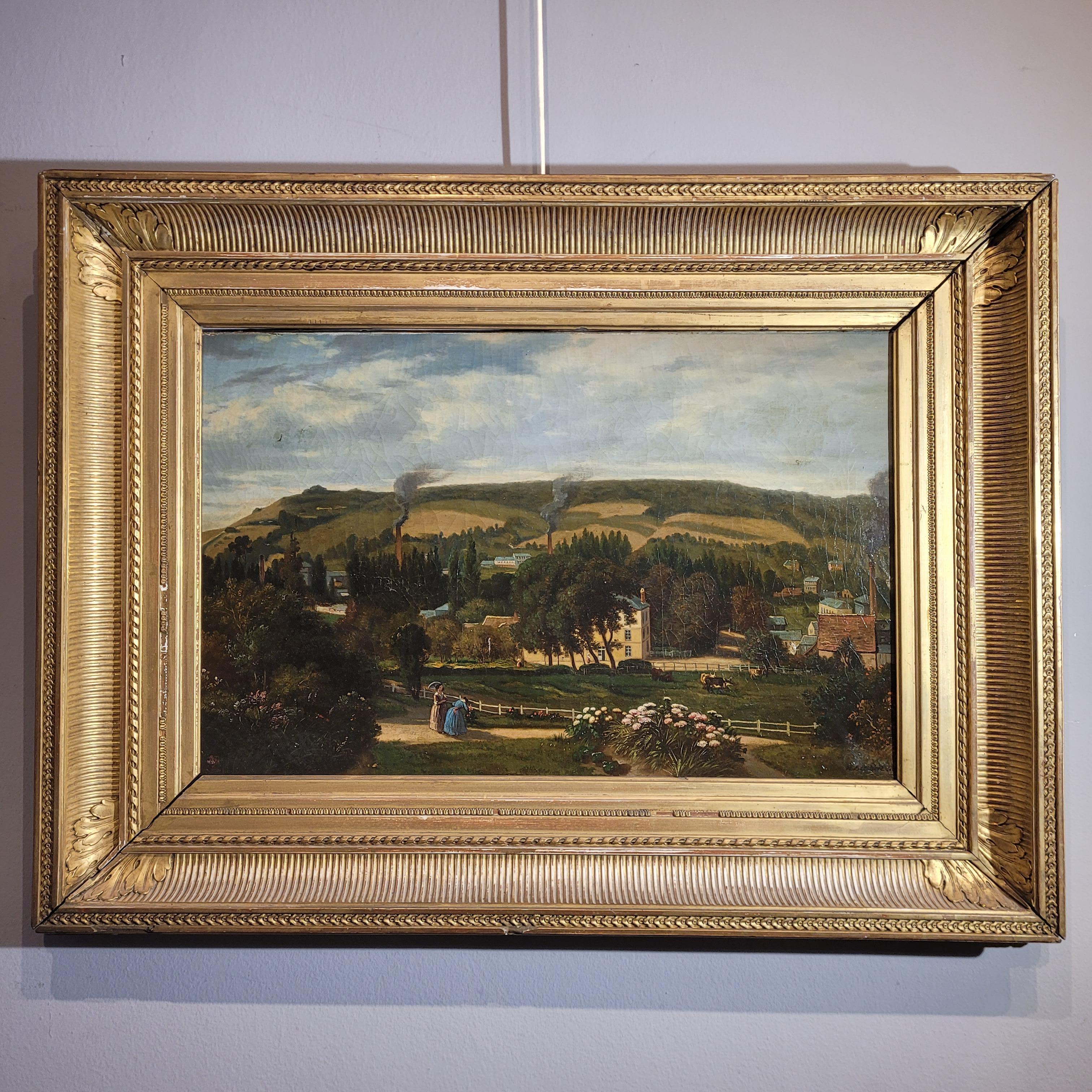 Französischer Orientalist Öl auf Leinwand, Narcisse Berchere Landscape (Braun), Landscape Painting, von Narcisse Berchère (1819- 1891) 