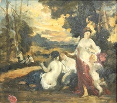 "Ninfas en un paisaje" Narcisse Diaz de la Peña, Paisaje idílico del siglo XIX