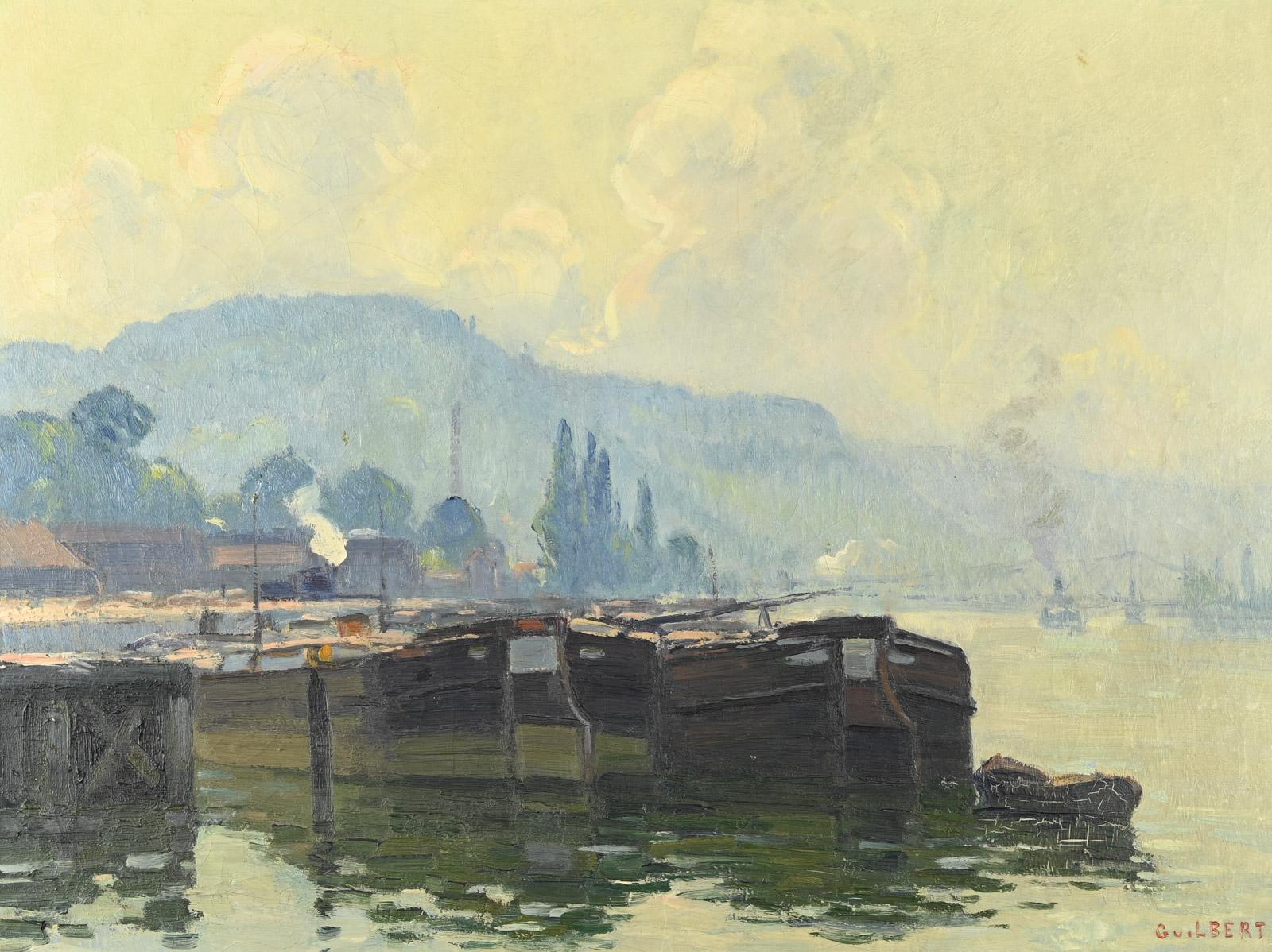 Pré au Loup, Brume ensoleillée - Painting by Narcisse Guilbert