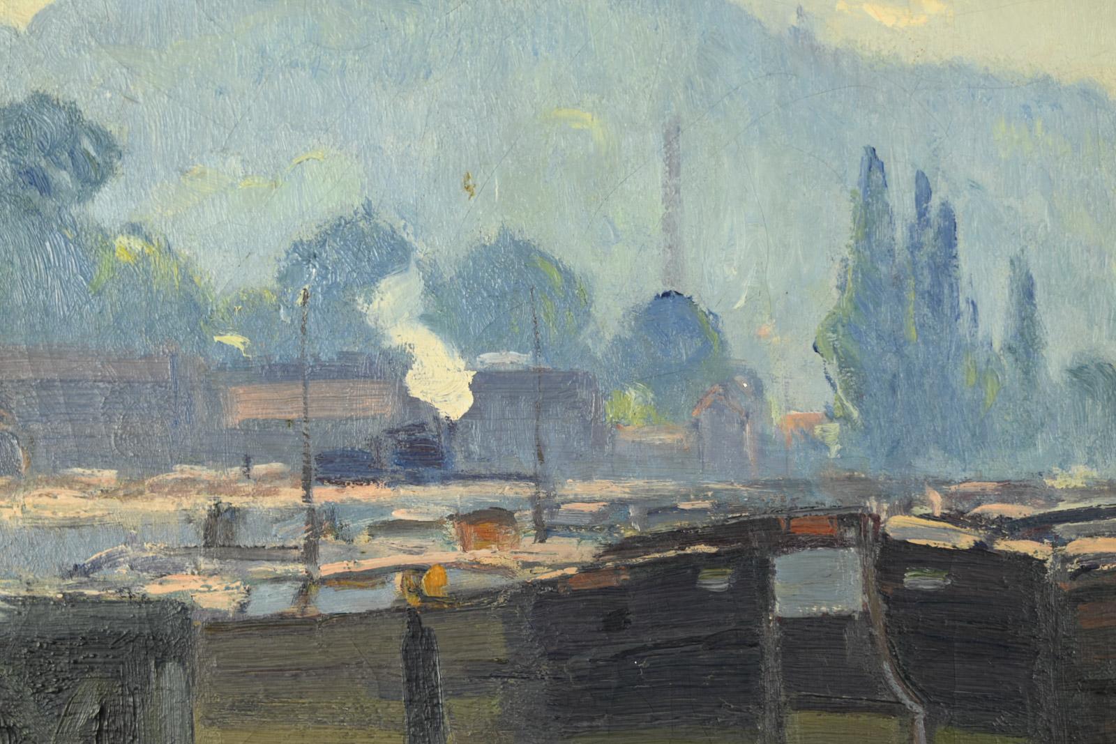 Narcisse GUILBERT (1878-1942)
 Pré au Loup, Brume ensoleillée
Oil on canvas
Painting dimensions: 46 x 61 cm
Dimensions with frame: 65 x 80 cm
Signed lower right.
Title and countersigned on the back
Provenance:
- Château de Bonnevaux
- Private