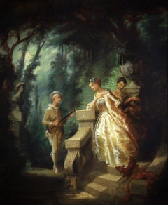 Oil on panel " Scene Galante " Attribution Diaz De La Pena 19th century