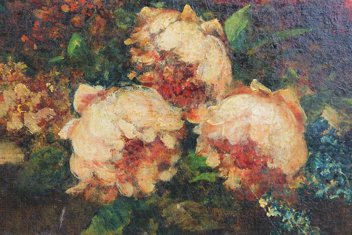 Nature morte des fleurs assorties du XIXe siècle - Réalisme Painting par Narcisse Virgilio Díaz de la Peña