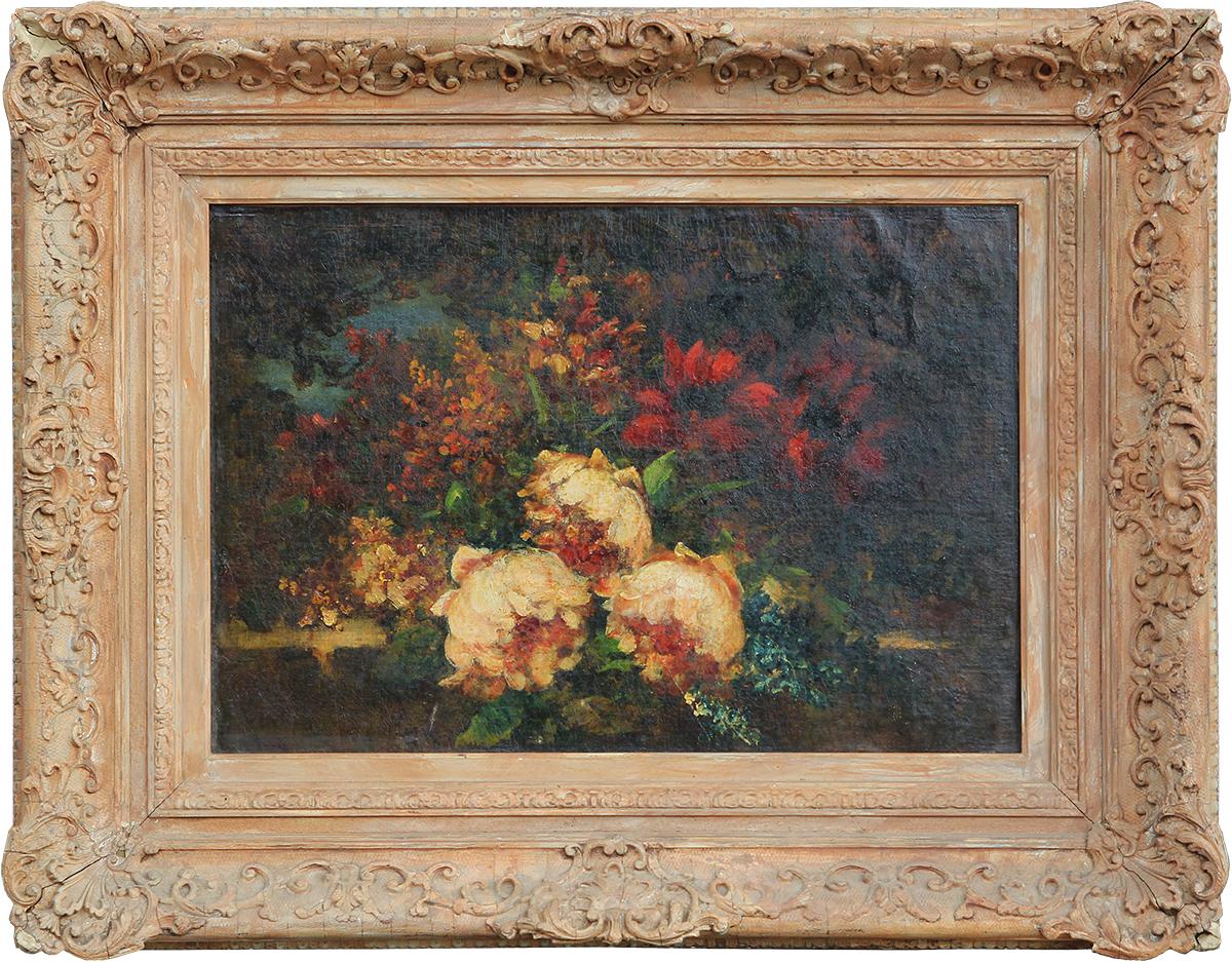 Narcisse Virgilio Díaz de la Peña Still-Life Painting - Nineteenth Century Assorted Flowers Still Life Painting