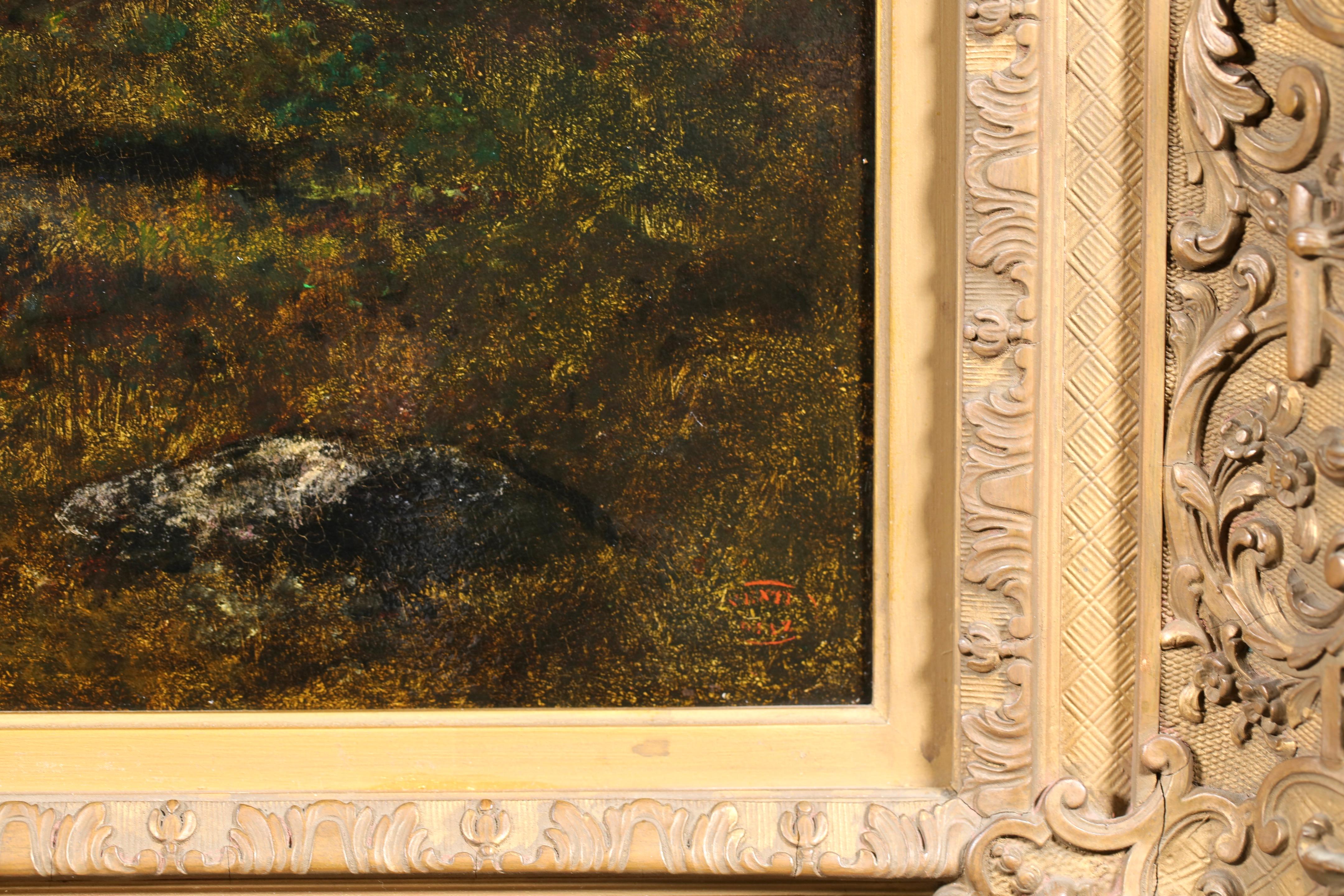 Clairiere avec rochers - Le Soir - Paisaje de Barbizon Óleo de Narcisse Diaz - Painting Escuela de Barbizon de Narcisse Virgilio Díaz de la Peña