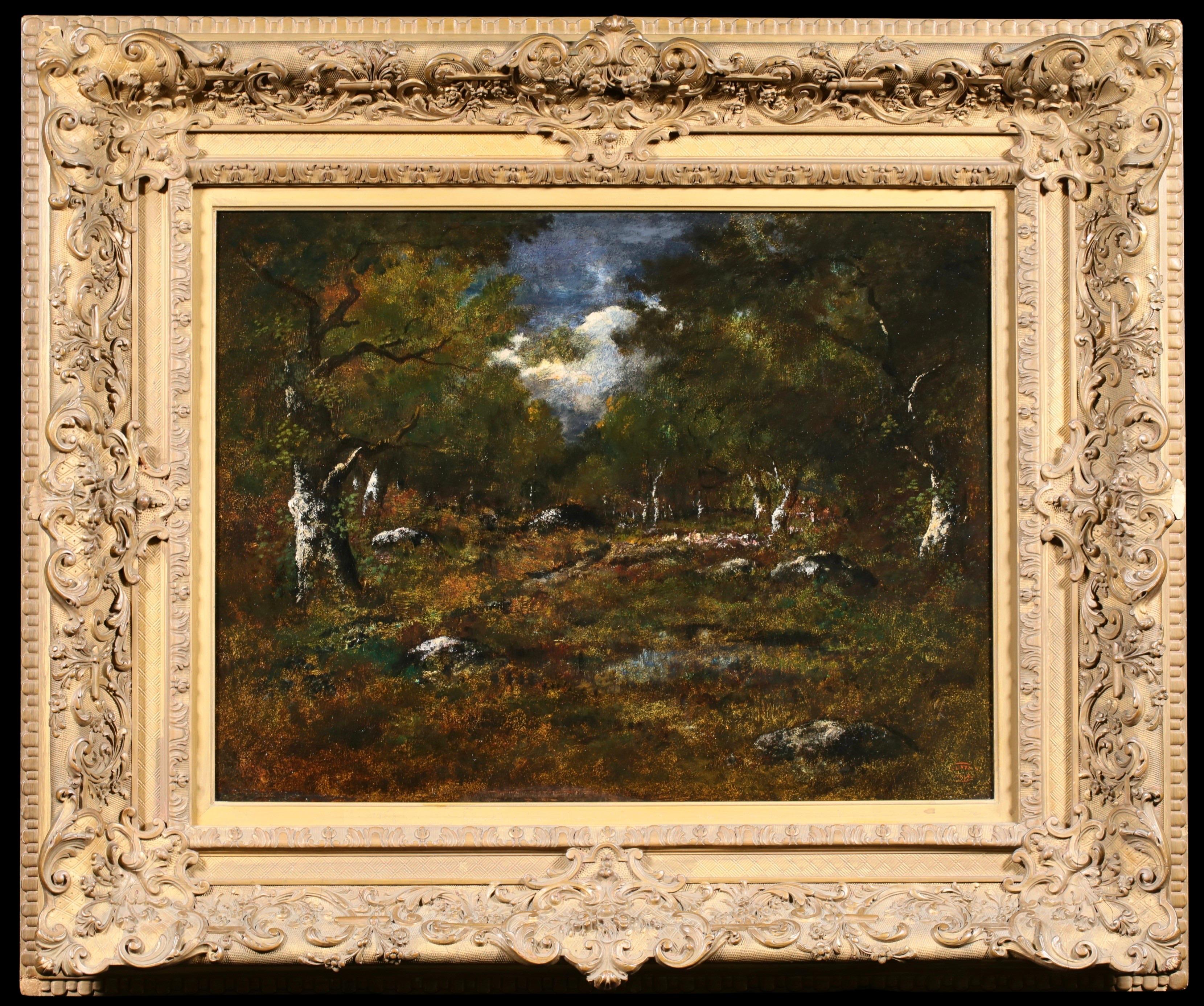 Clairiere avec rochers - Le Soir - Paisaje de Barbizon Óleo de Narcisse Diaz