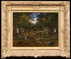 Clairiere avec rochers - Le Soir - Barbizon Landscape Oil by Narcisse Diaz