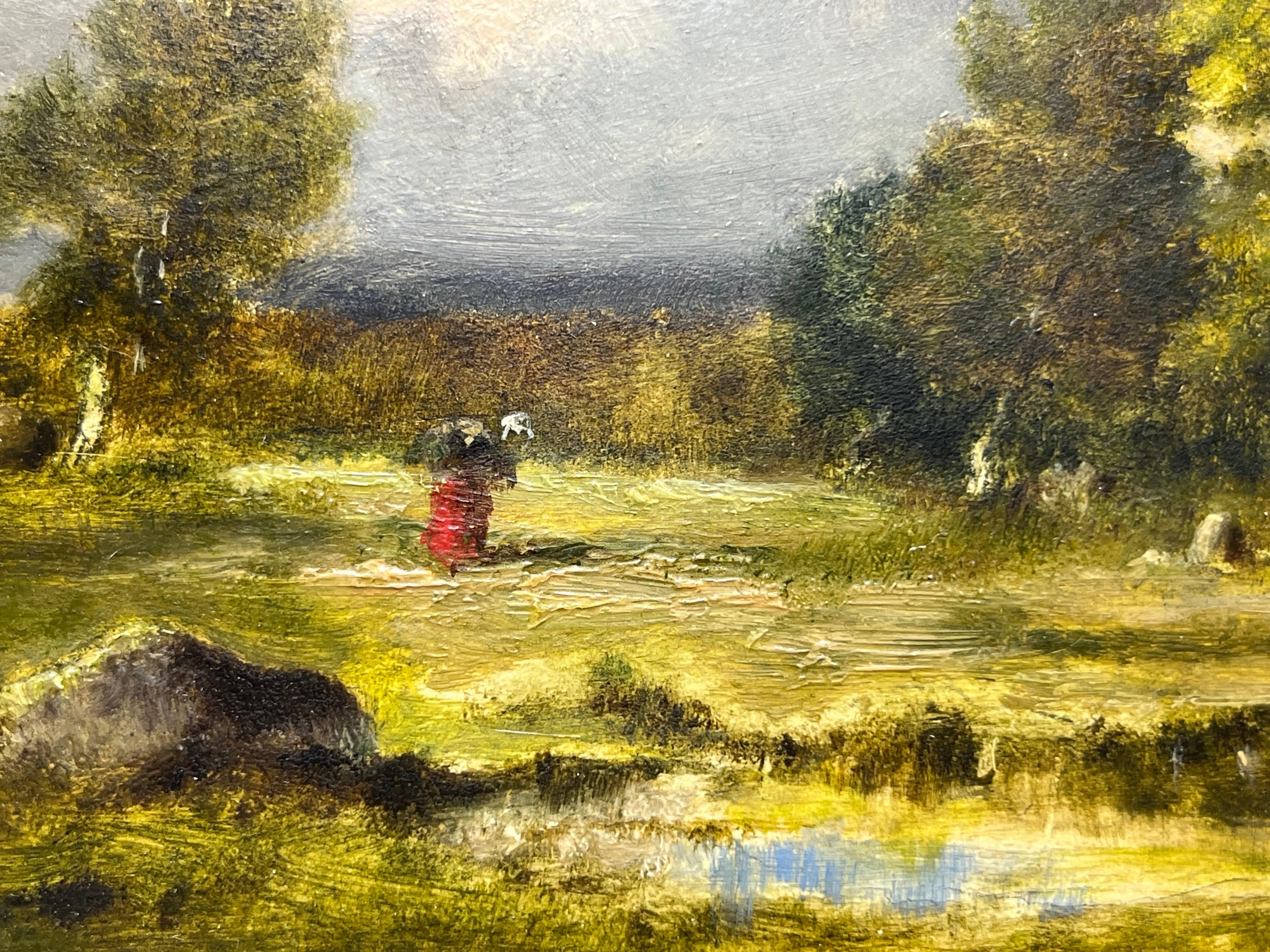 FORET DE FONTAINEBLEAU 19th C French Barbizon small oil pntg signed & published - Barbizon School Painting by Narcisse Virgilio Díaz de la Peña