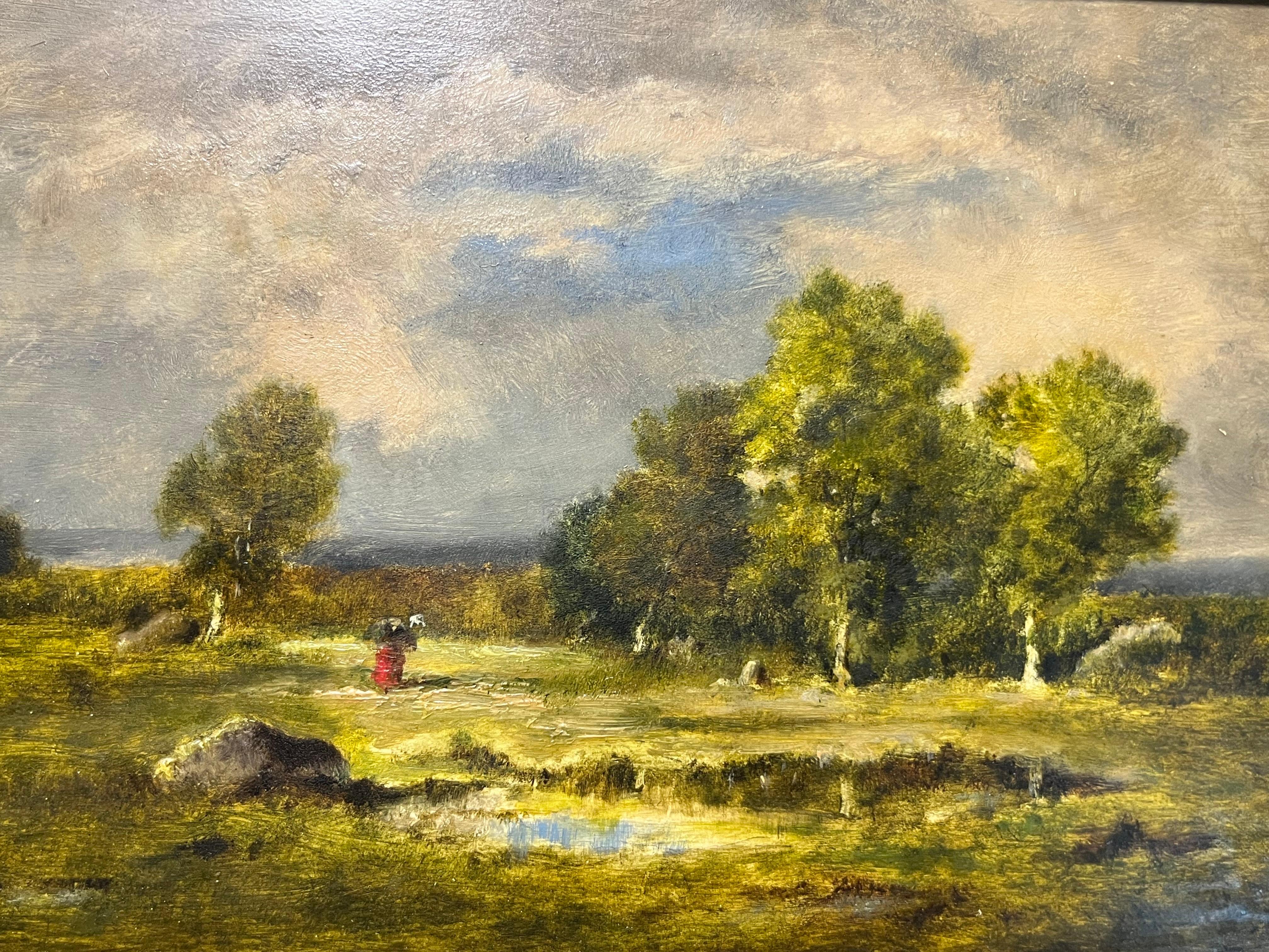 Narcisse Virgile Diaz de la Pena 
French, 1807-1876 
Clairiere et Mare aux Viperes, Foret de Fontainebleau 
Oil on panel
7 1⁄4 x 10 1⁄2 inches (18.5 x 26.5 cm) 13 x 16 ½ inches (33 x 42 cm) Signed lower right: N. Diaz 
Provenance: 
Sale, Hotel