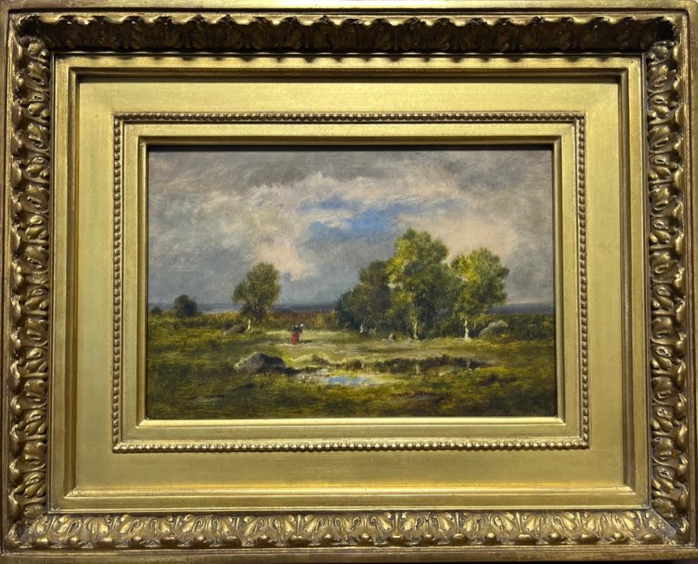 FORET DE FONTAINEBLEAU 19. Jahrhundert Französisch Barbizon Kleines Ölgemälde, signiert und veröffentlicht
