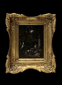 Garçon et son chien à l'orée de la forêt