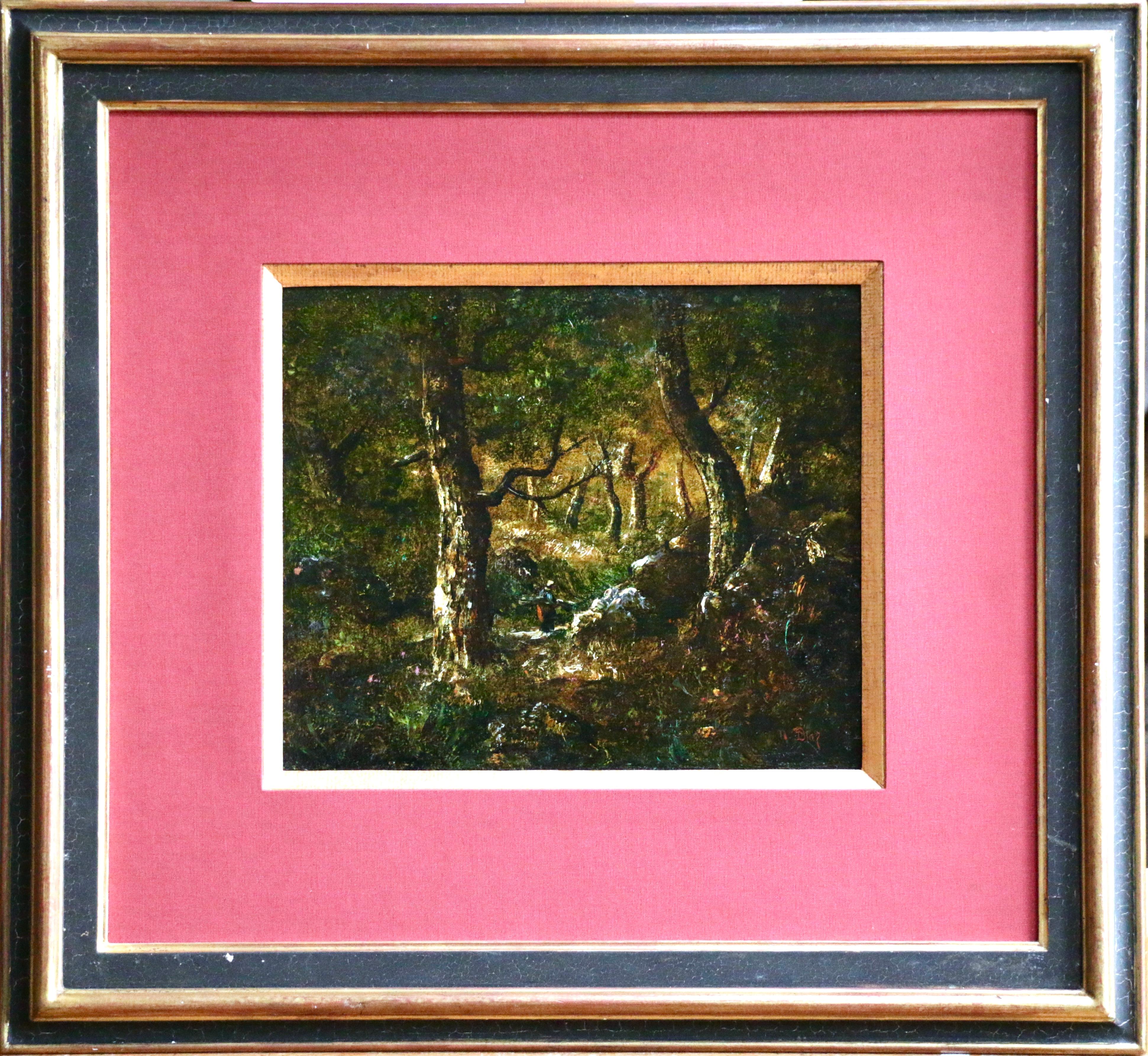 In the Forest - 19th Century Barbizon Oil Figure in Landscape by Diaz de la Pena - Painting by Narcisse Virgilio Díaz de la Peña