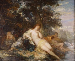 "Ninfas en el bosque" Óleo sobre lienzo Firmado en marco dorado