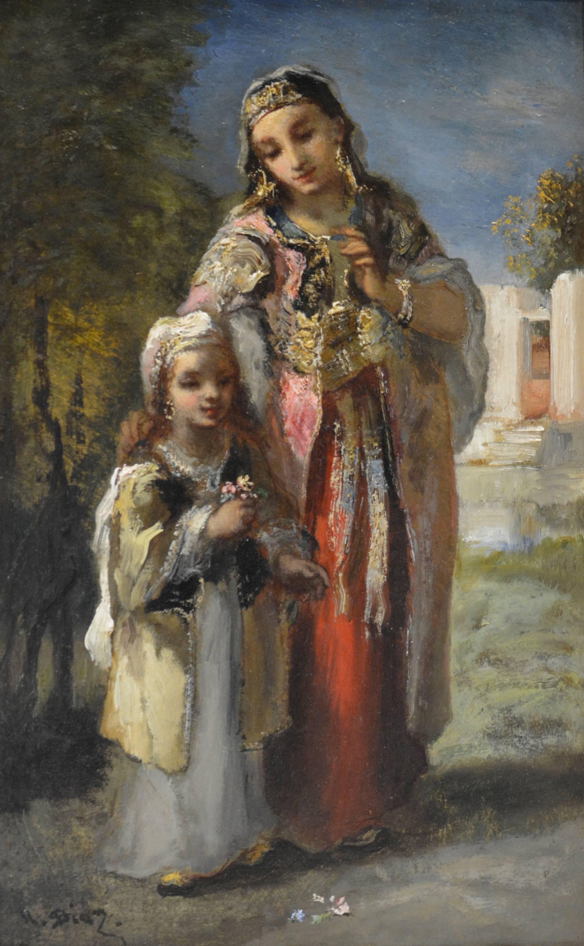 Narcisse Virgilio Díaz de la Peña Figurative Painting - Orientale et sa fille 