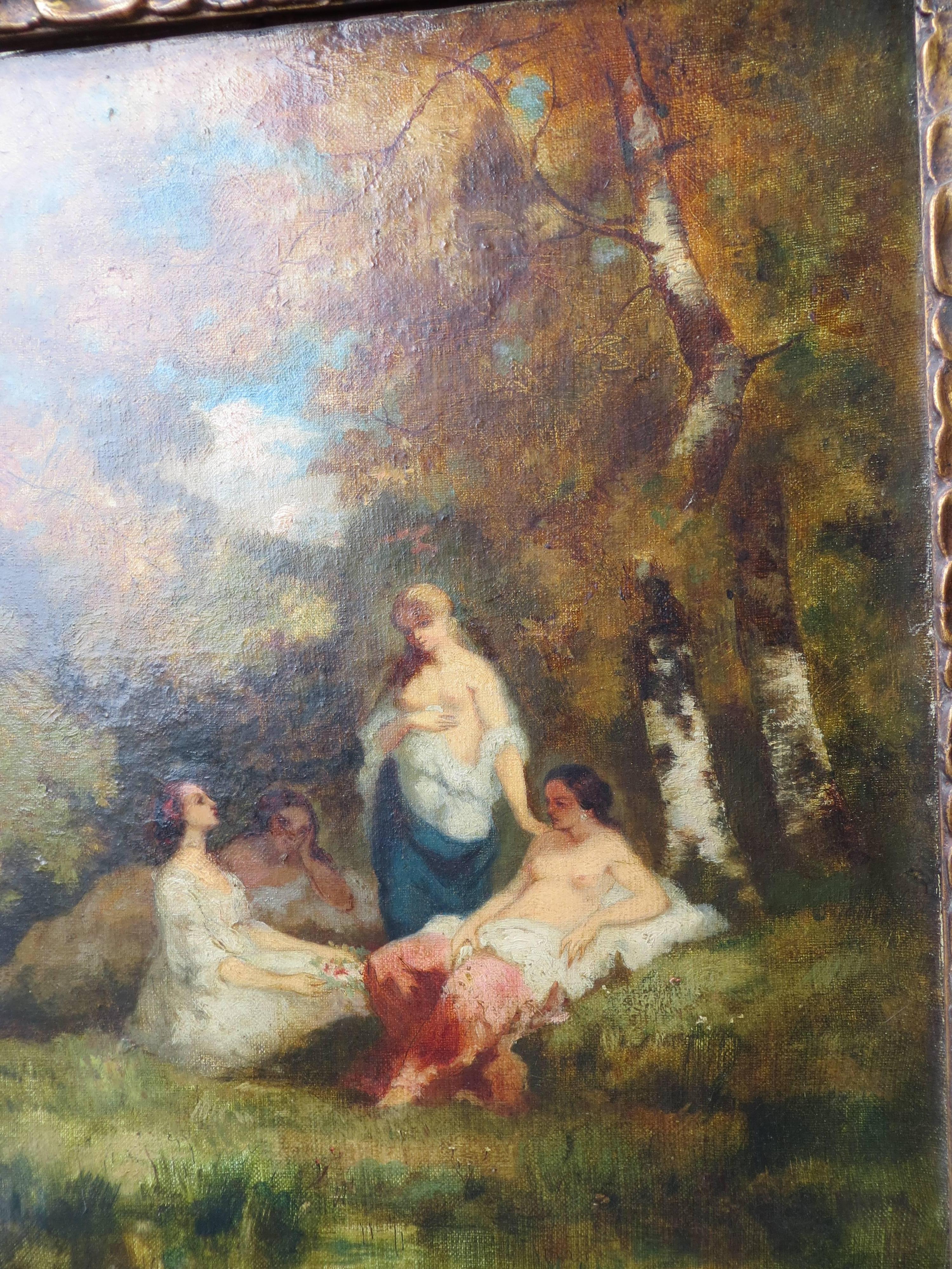 I nuotatori  dal Cercle of Diaz - Painting Scuola di Barbizon di Narcisse Virgilio Díaz de la Peña
