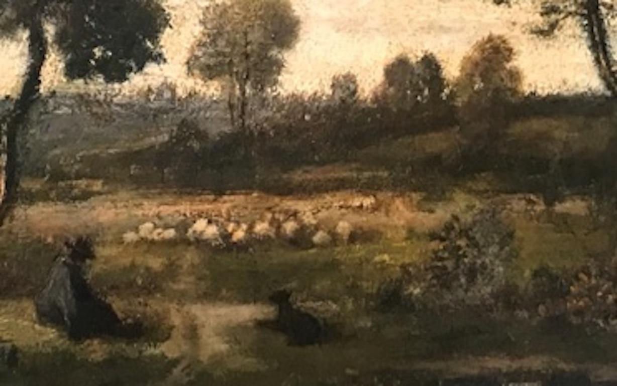 Troupeau de moutons dans la clairière - Painting de Narcisse Virgilio Díaz de la Peña