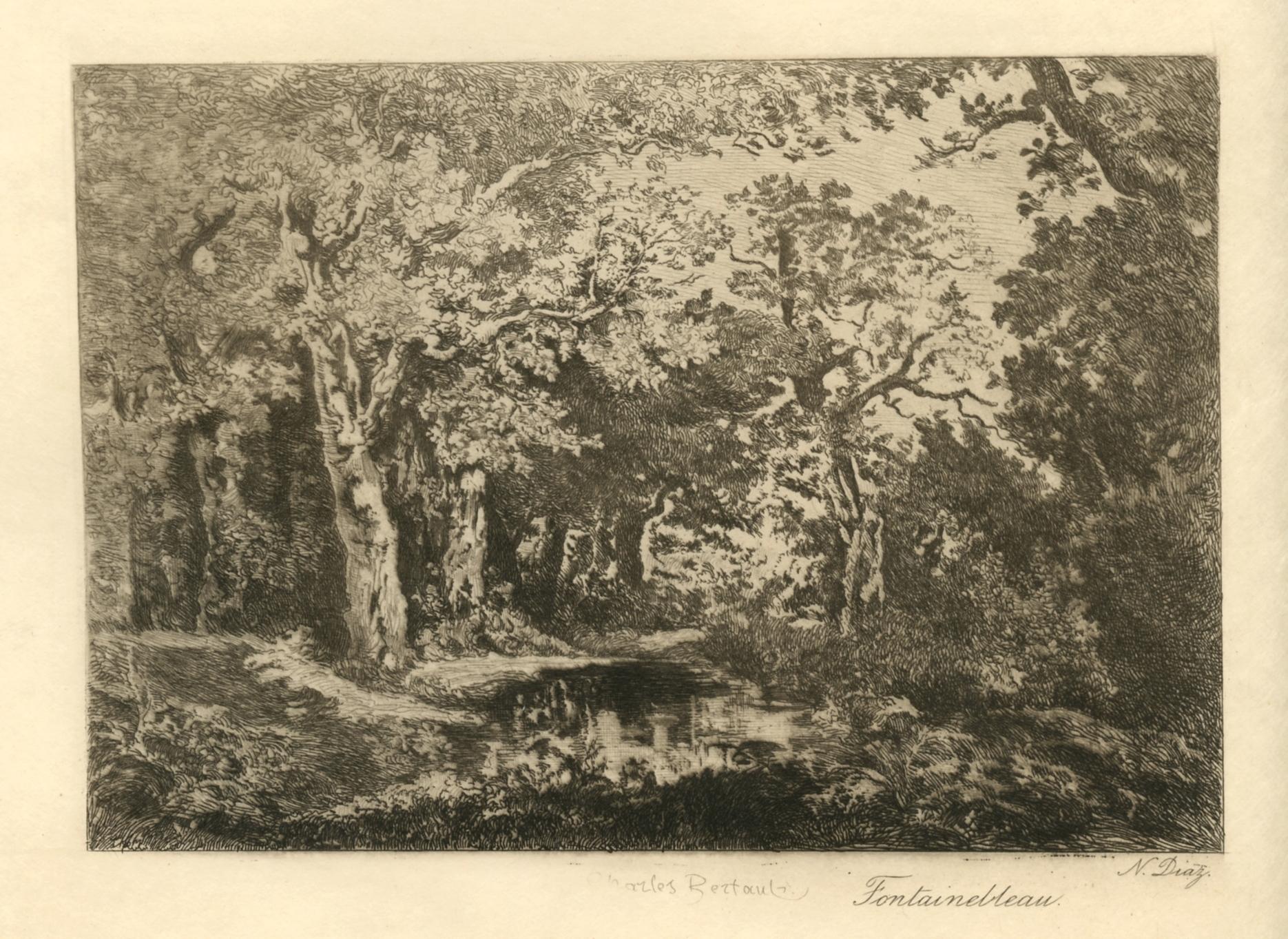 (after) Narcisse Virgile Diaz - "Fontainebleau" etching - Print by Narcisse Virgilio Díaz de la Peña
