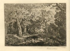 Antique (after) Narcisse Virgile Diaz - "Fontainebleau" etching