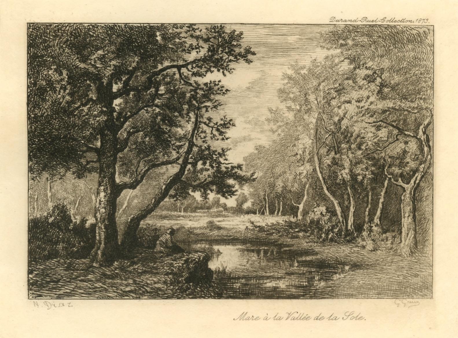 (after) Narcisse Virgile Diaz – „Mare a la Vallee de la Sole“ Radierung – Print von Narcisse Virgilio Díaz de la Peña