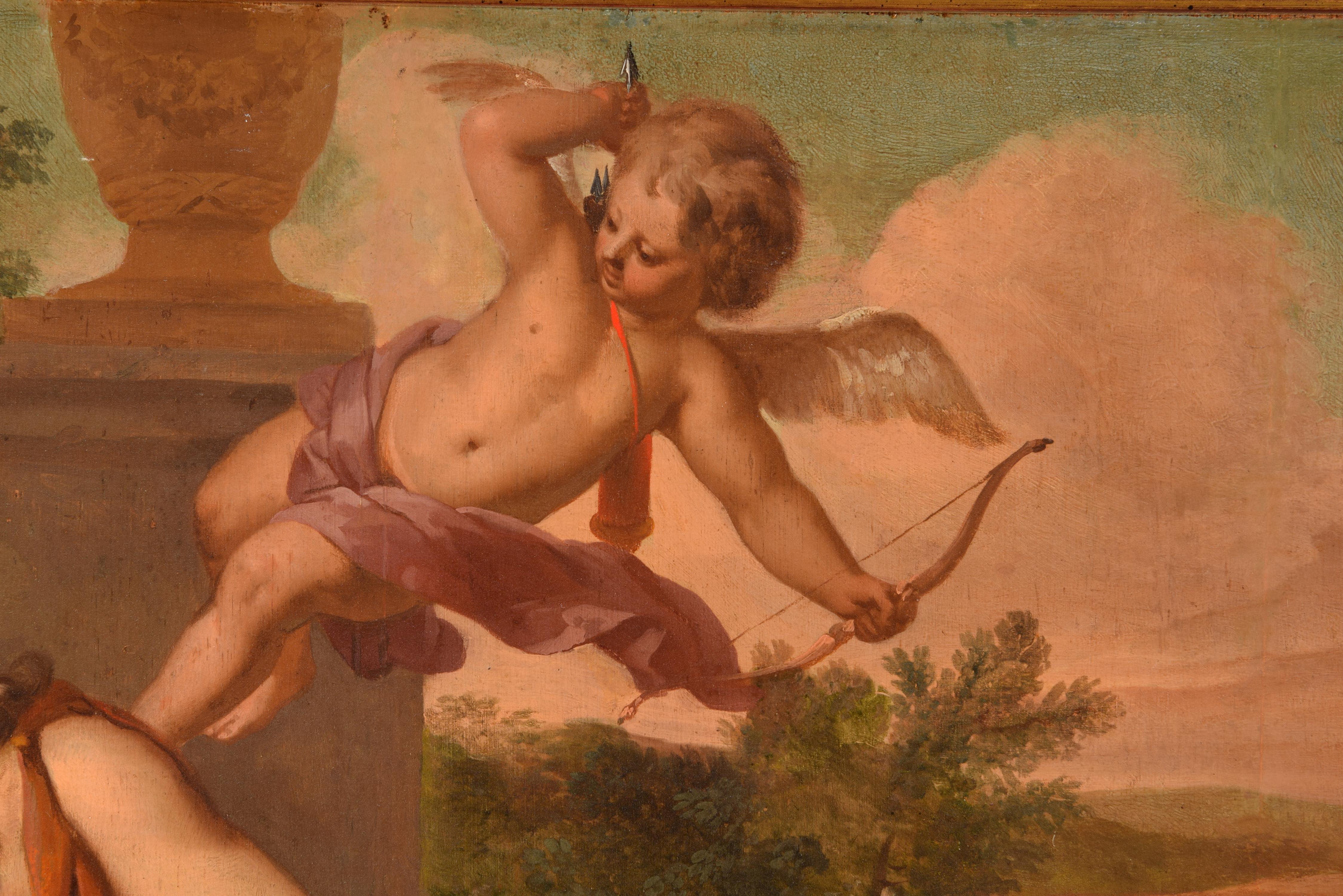 European Narcissus at the Fountain, Oil on Panel, 19th Century For Sale