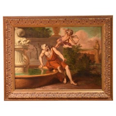 Narciso alla fontana, olio su pannello, XIX secolo