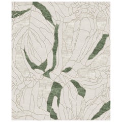 Tapis Rouge Narcissus Rug, Beige Green Abstract Floral Wool Blend Silk
