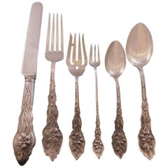 Antique Narcissus by Unger Bros Sterling Silver Flatware Set for 6 Service 39 Pcs Dinner